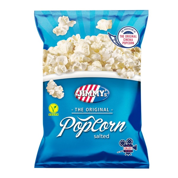 Jimmy's salted popcorn voorkant
