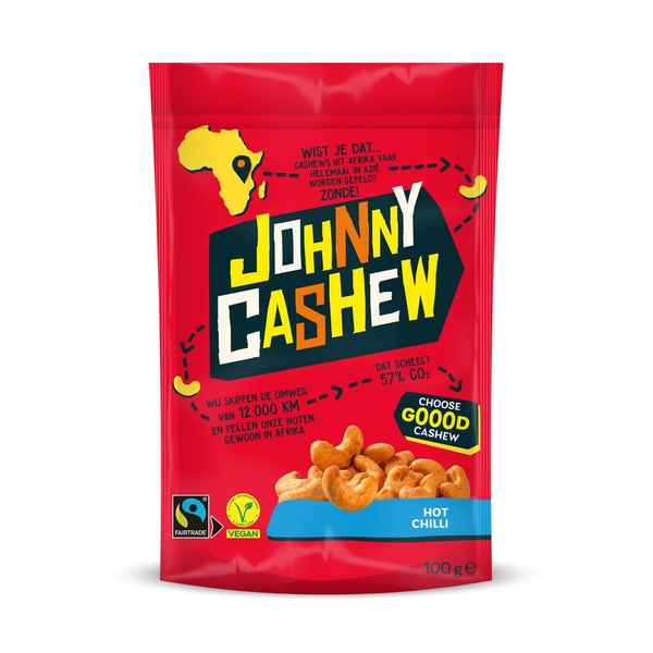 Johnny Cashew hot chili voorkant