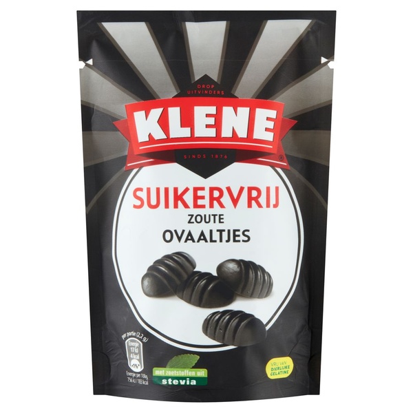 Klene drop zoute ovaaltjes suikervrij achterkant