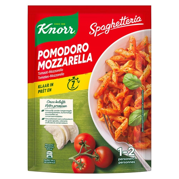 Knorr spaghetteria tomaat mozzerala achterkant