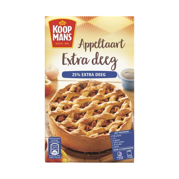 Koopmans mix voor appeltaart 25% extra deeg voorkant