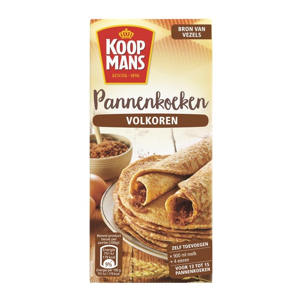 Koopmans pannenkoekenmix volkoren voorkant