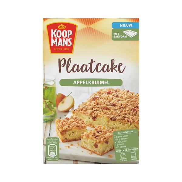 Koopmans plaatcake appelkruimel voorkant