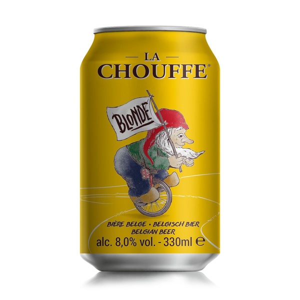 La Chouffe speciaalbier blond blik achterkant