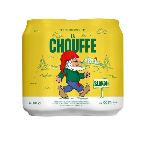 La Chouffe speciaalbier blond blik 4-pack achterkant
