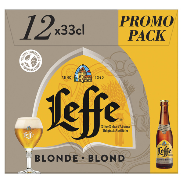 Leffe bier blond fles 12x330 milliliter  voorkant