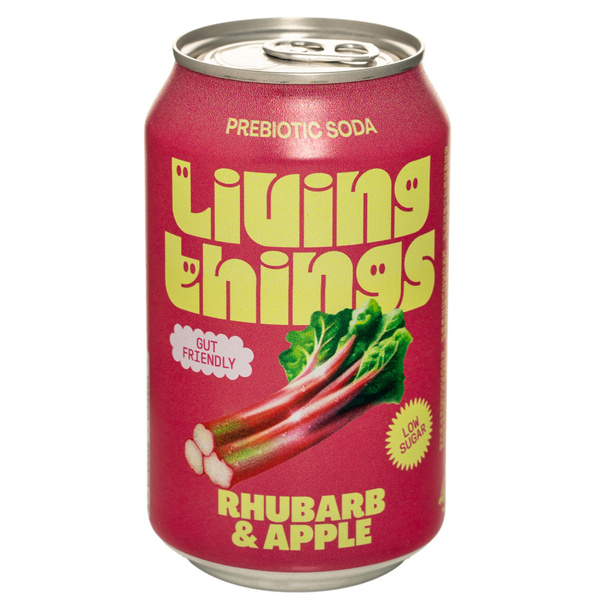 Living Things Living Things Prebiotic soda Rhubarb & Apple 330ml voorkant
