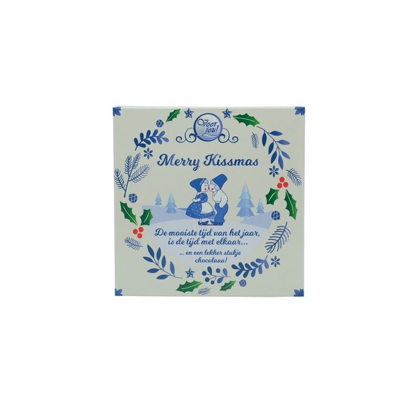 Lokaal chocoladereep delfts blauw merry kissmas voorkant