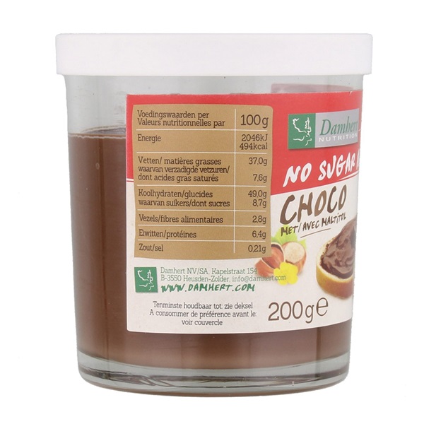 Lokaal Chocopasta Glutenvrij achterkant