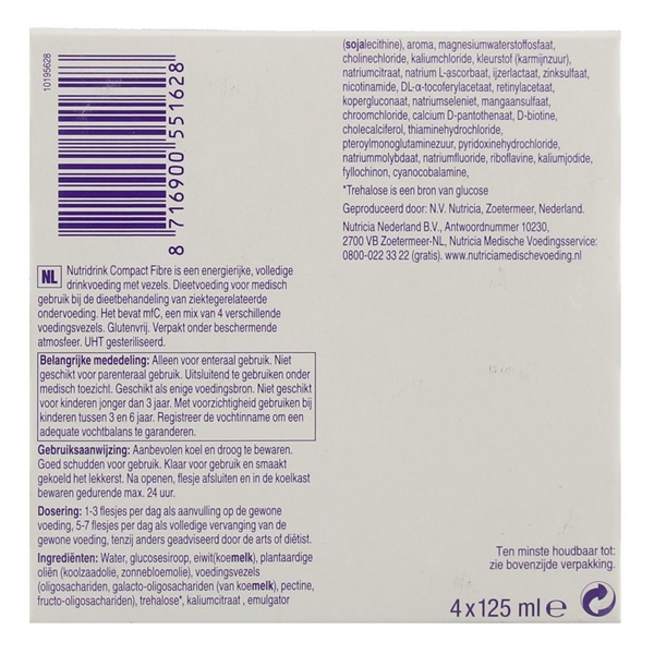 Lokaal Compact Aardbei 4x200 ml achterkant