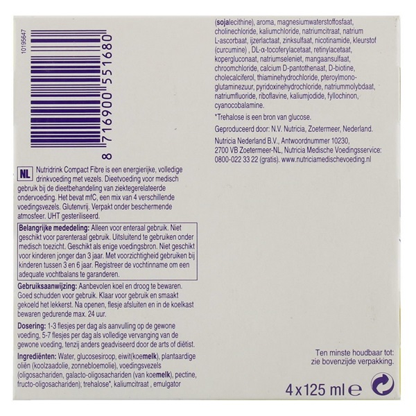 Lokaal Compact Vanille 4x200 ml achterkant