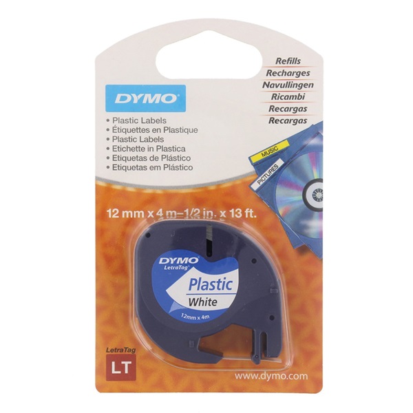 Lokaal Dymo tape white 12mm x 4m voorkant