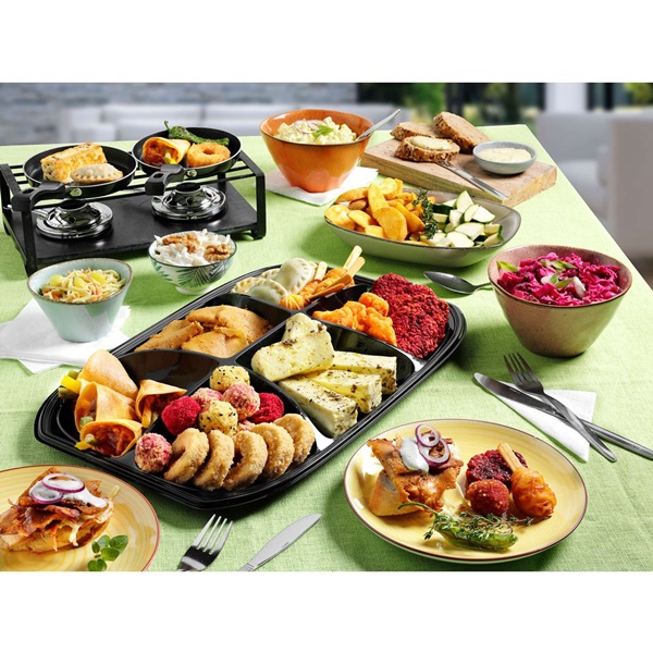 Lokaal gourmetpakket vegetarisch met pannetjes voorkant