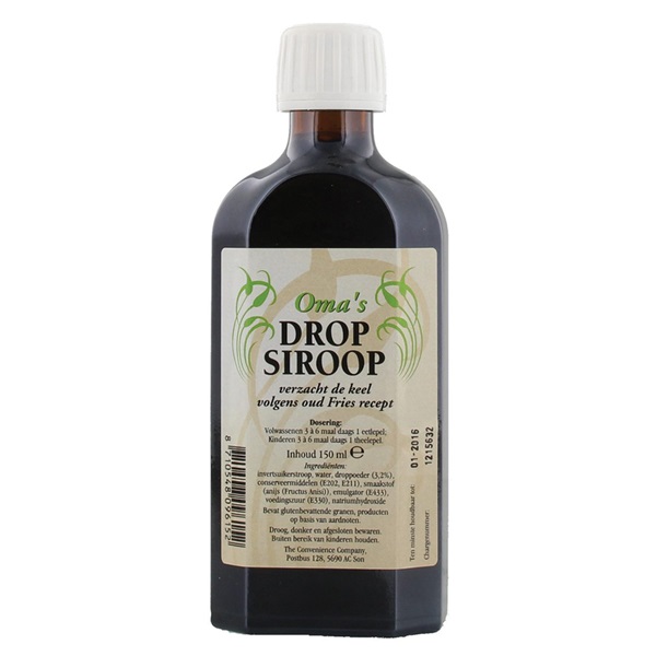 Lokaal Oma's Dropsiroop 150 mililiter voorkant