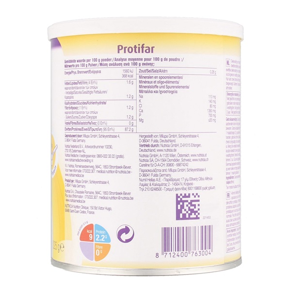 Lokaal Protifar 225 gram achterkant