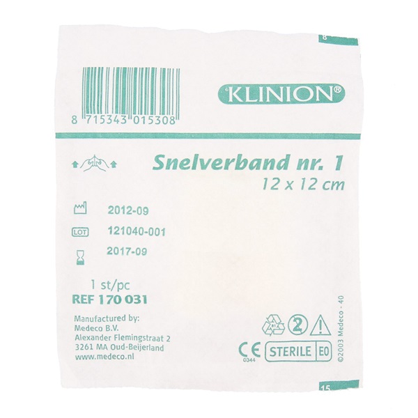 Lokaal Snelverband 12 x 12cm achterkant