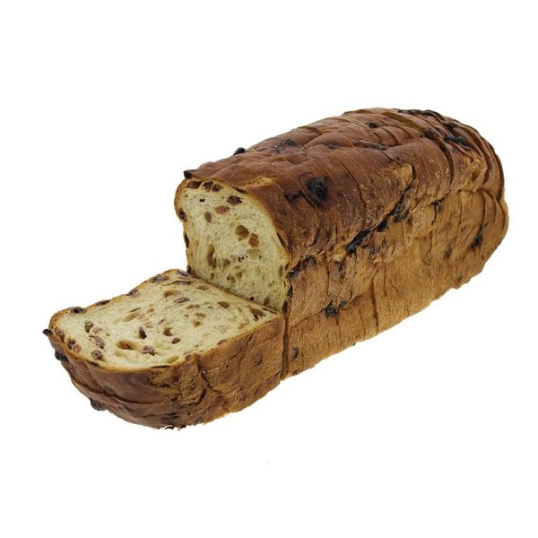 Lokale Bakker rozijnenbrood wit gesneden voorkant