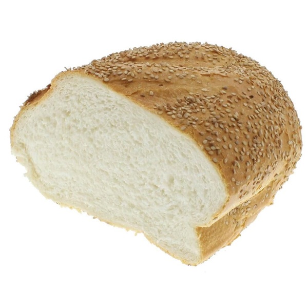 Lokale Bakker vloer wit met sesam half gesneden voorkant