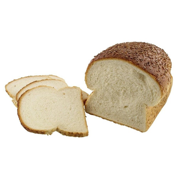 Lokale Bakker vloer wit met sesam half gesneden voorkant