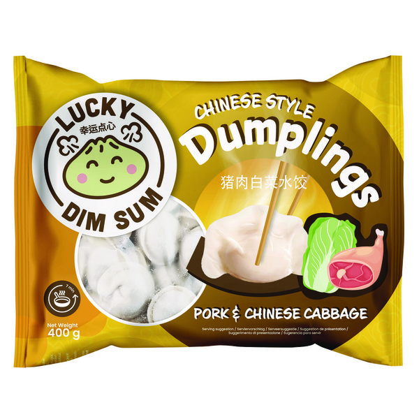 Lucky Dim Sum dumplings met varkensflees en chinese kool voorkant