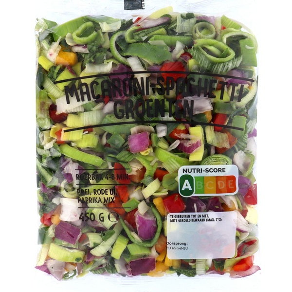 macaroni spaghetti groenten voorkant