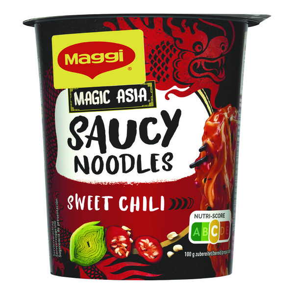 Maggi saucy noodles sweet chili voorkant