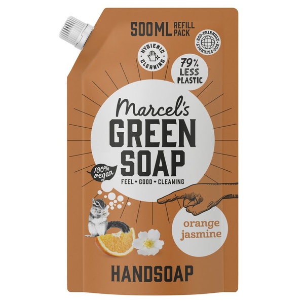Marcel's Green Soap handzeep navulverpakking orange jasmine voorkant