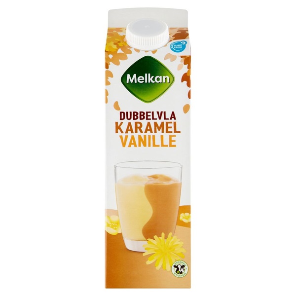 Melkan dubbelvla karamel-vanille smaak voorkant