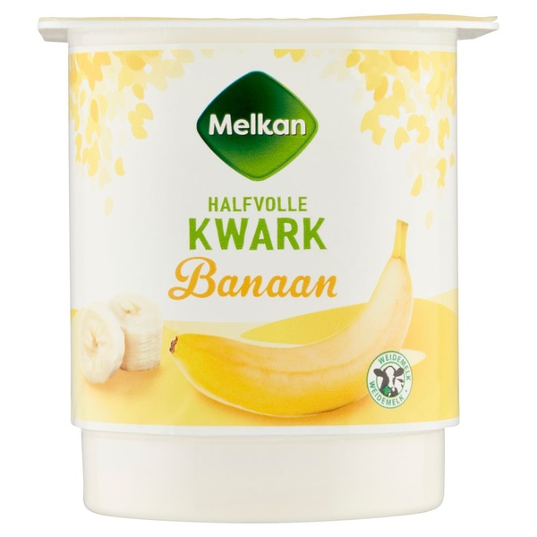 Melkan halfvolle kwark banaan voorkant