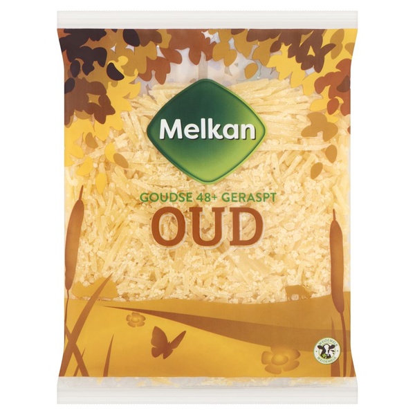 Melkan kaas geraspt gouda oud 48+ voorkant
