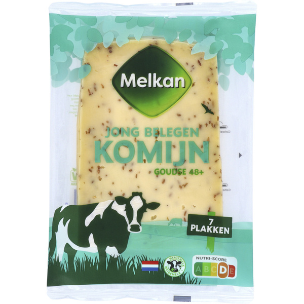 Melkan Kaas Komijn jong belegen plakken voorkant