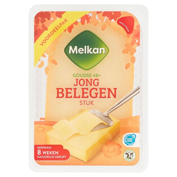 Melkan kaas stuk jong belegen 48+ voorkant