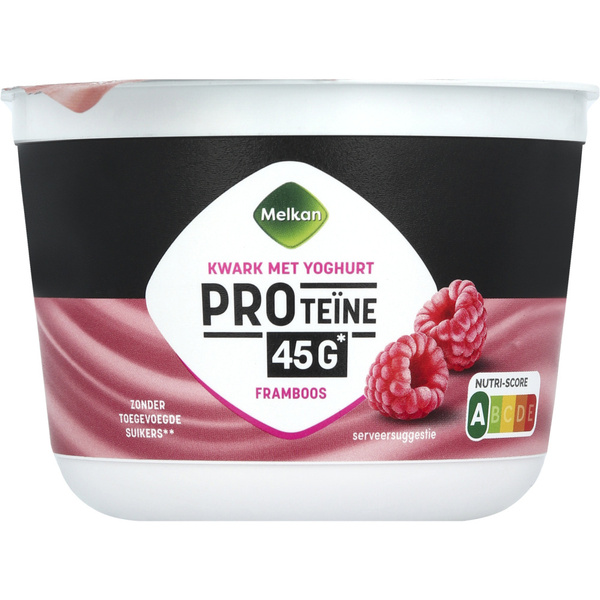 Melkan kwark high protein kwark framboos voorkant