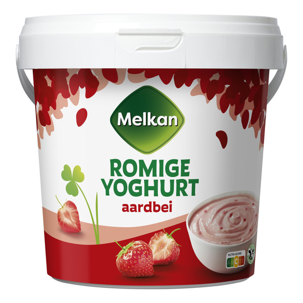 Melkan Roomyoghurt aardbei voorkant