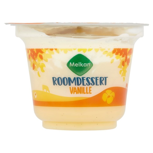 Melkan vanille dessert vanille voorkant