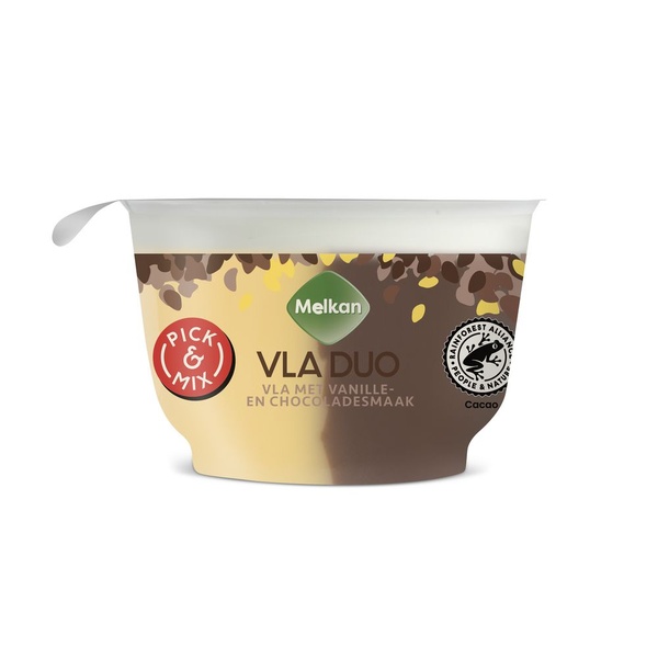 Melkan vla duo vanille choco voorkant