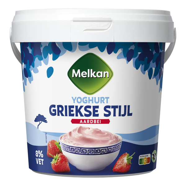 Melkan Yoghurt Griekse stijl Aardbei voorkant