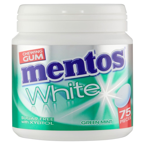 Mentos gum Bottle white greenmint achterkant