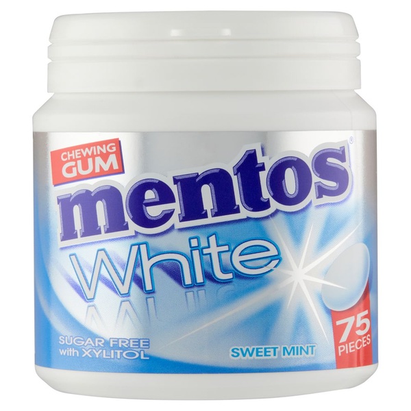Mentos gum bottle white sweetmint achterkant