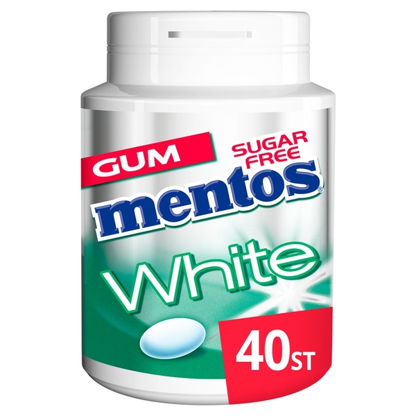 Mentos kauwgom Gum White Green Mint, Pot 40 Gums voorkant