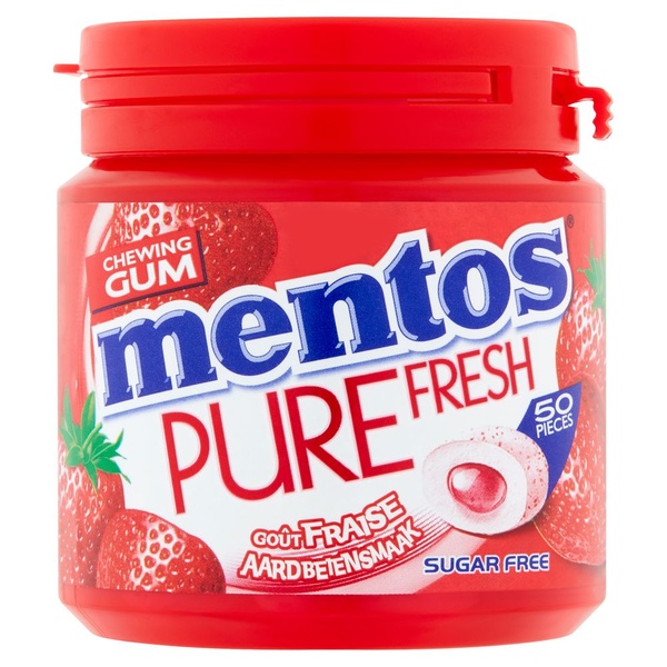 Mentos kauwgom Pure Fresh aardbeiensmaak achterkant
