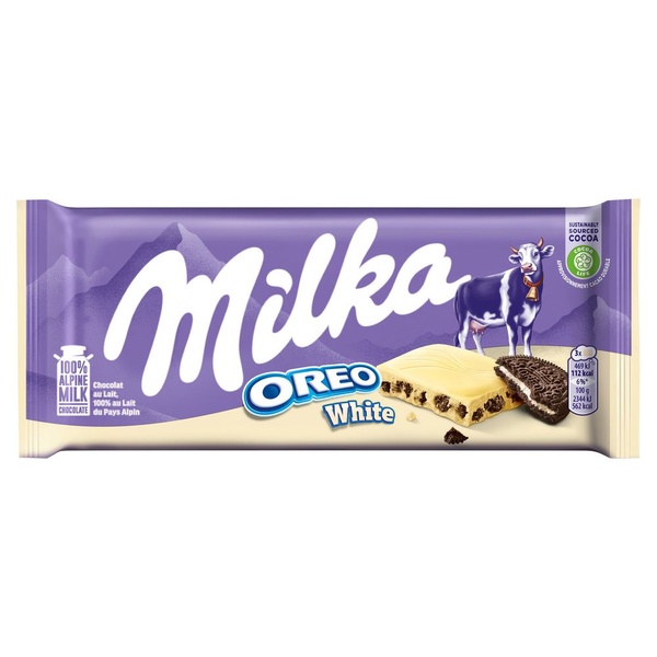 Milka chocoladereep oreo white voorkant