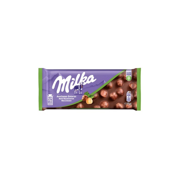 Milka tablet hele noten voorkant