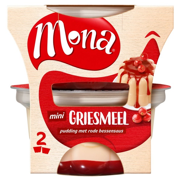 Mona Griesmeelpudding Rode Bessensaus voorkant
