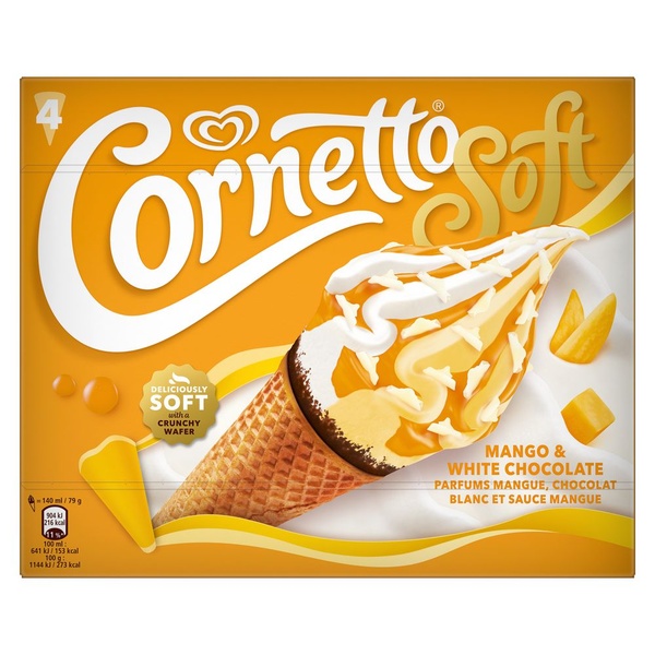 Ola cornetto mango white chocolade voorkant