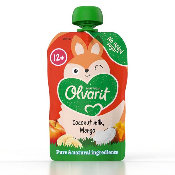Olvarit fruithapje 12maanden kokosmelk mango voorkant
