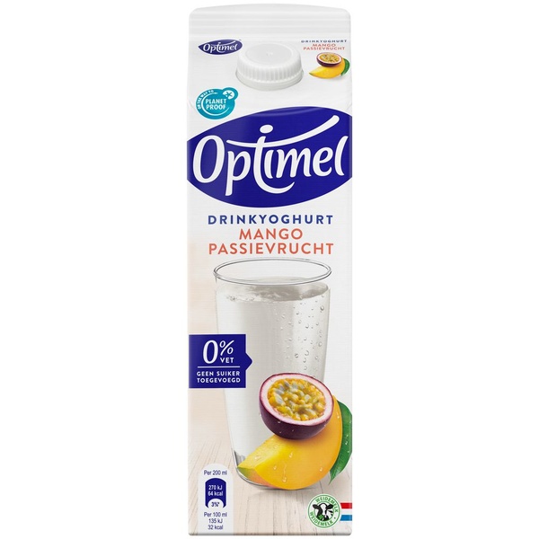 Optimel Drinkyoghurt mango passievrucht 0% vet voorkant