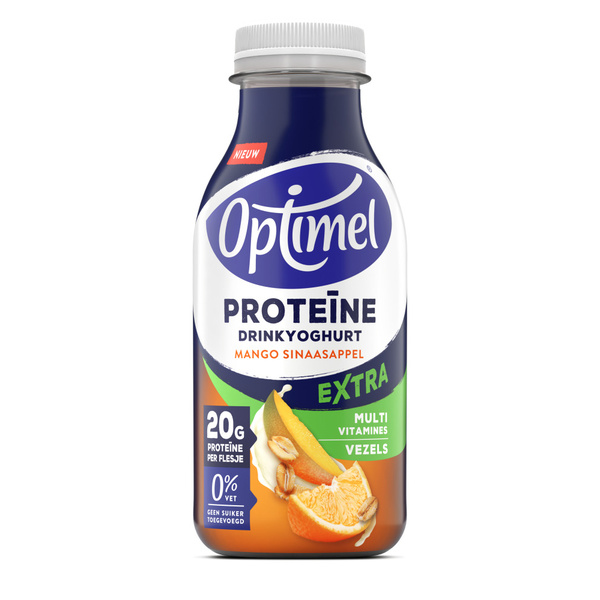 Optimel Optimel drinkyoghurt proteine mango sinaasappel 330 ml voorkant