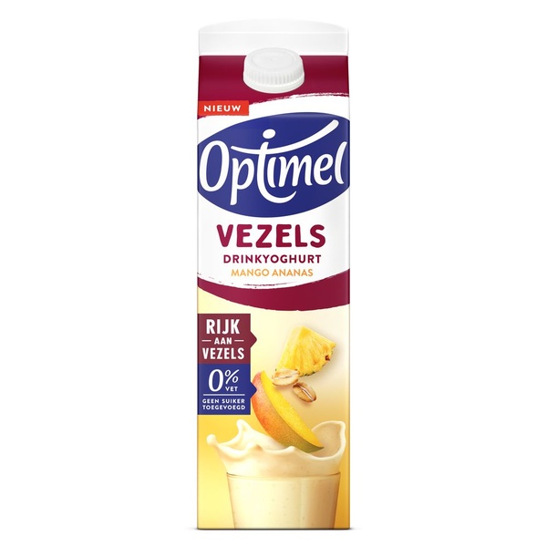 Optimel yoghurtdrink mango ananas voorkant