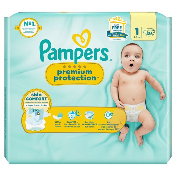 Pampers premium protection maat 1 voorkant